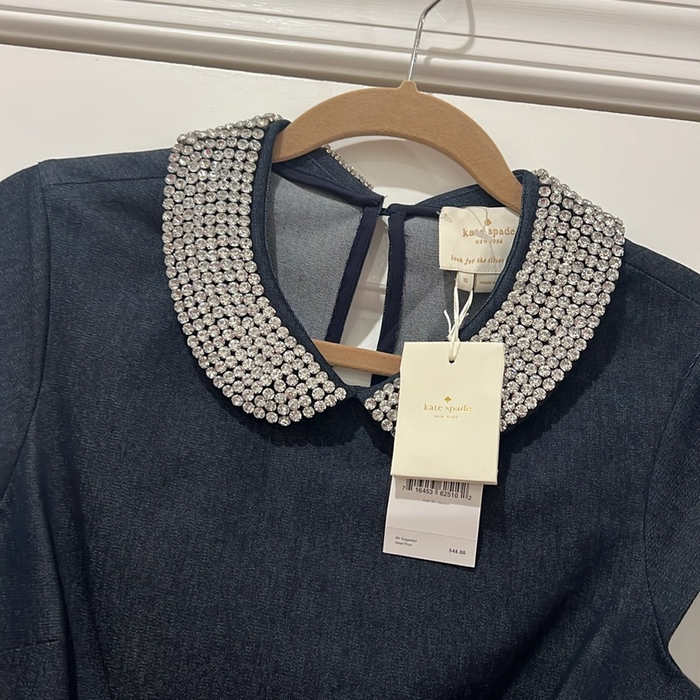 kate spade Navy Dress with White Beaded Peter Pan Collar - Picture 5 of 8